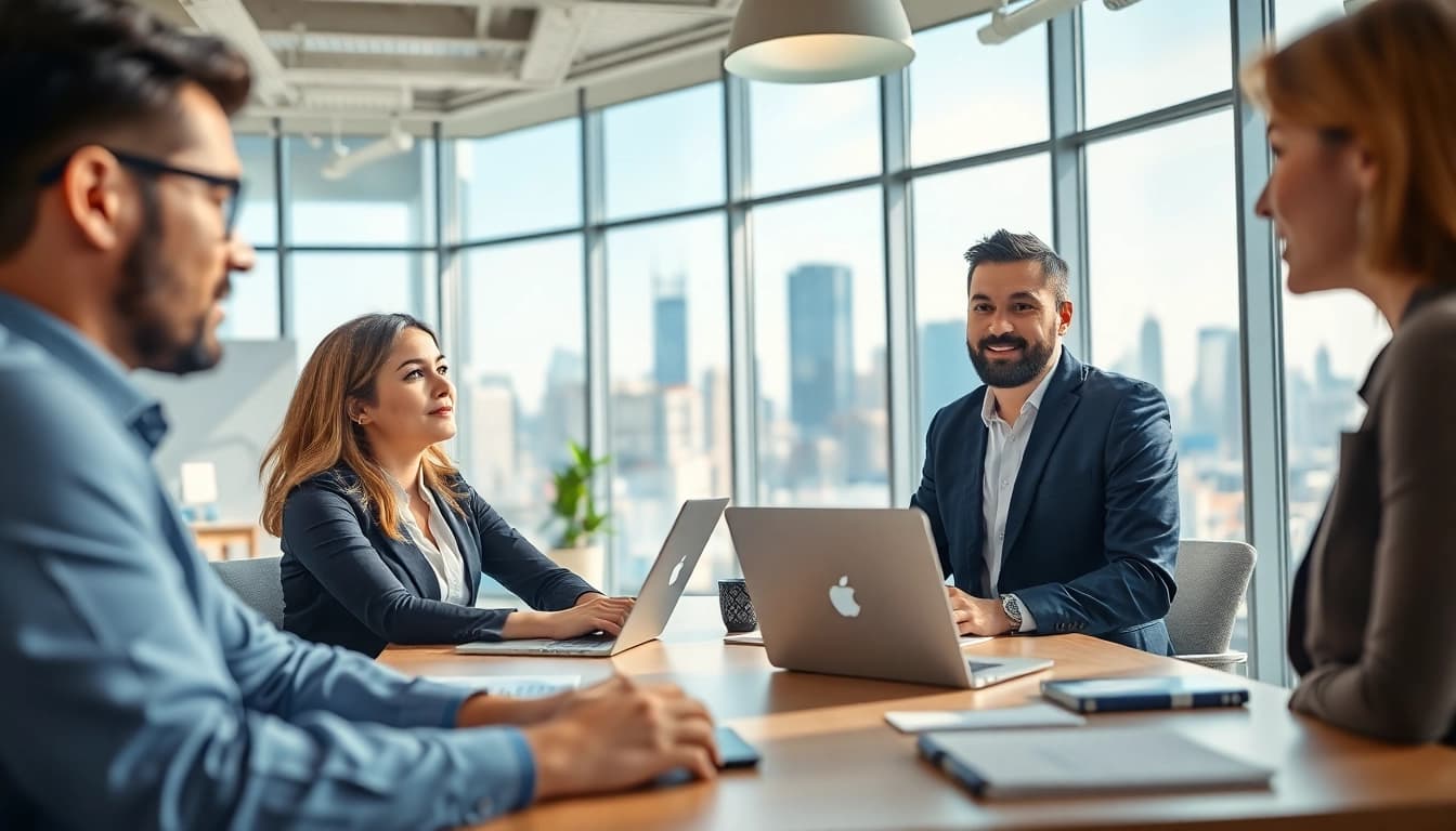 Headhunter Schweiz berät Kunden in einer modernen Büroumgebung voller Energie