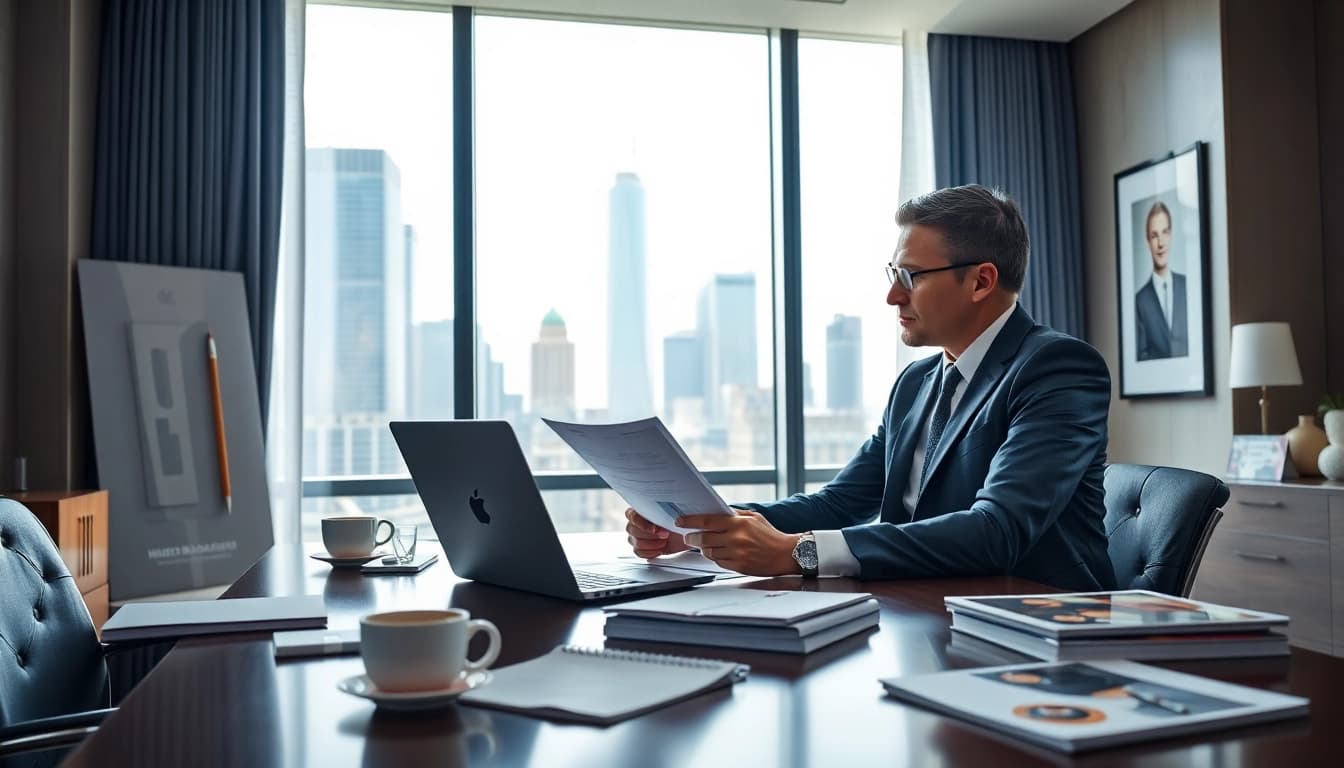 Beratung durch einen Headhunter Schweiz in einem modernen Büro mit eleganter Atmosphäre.