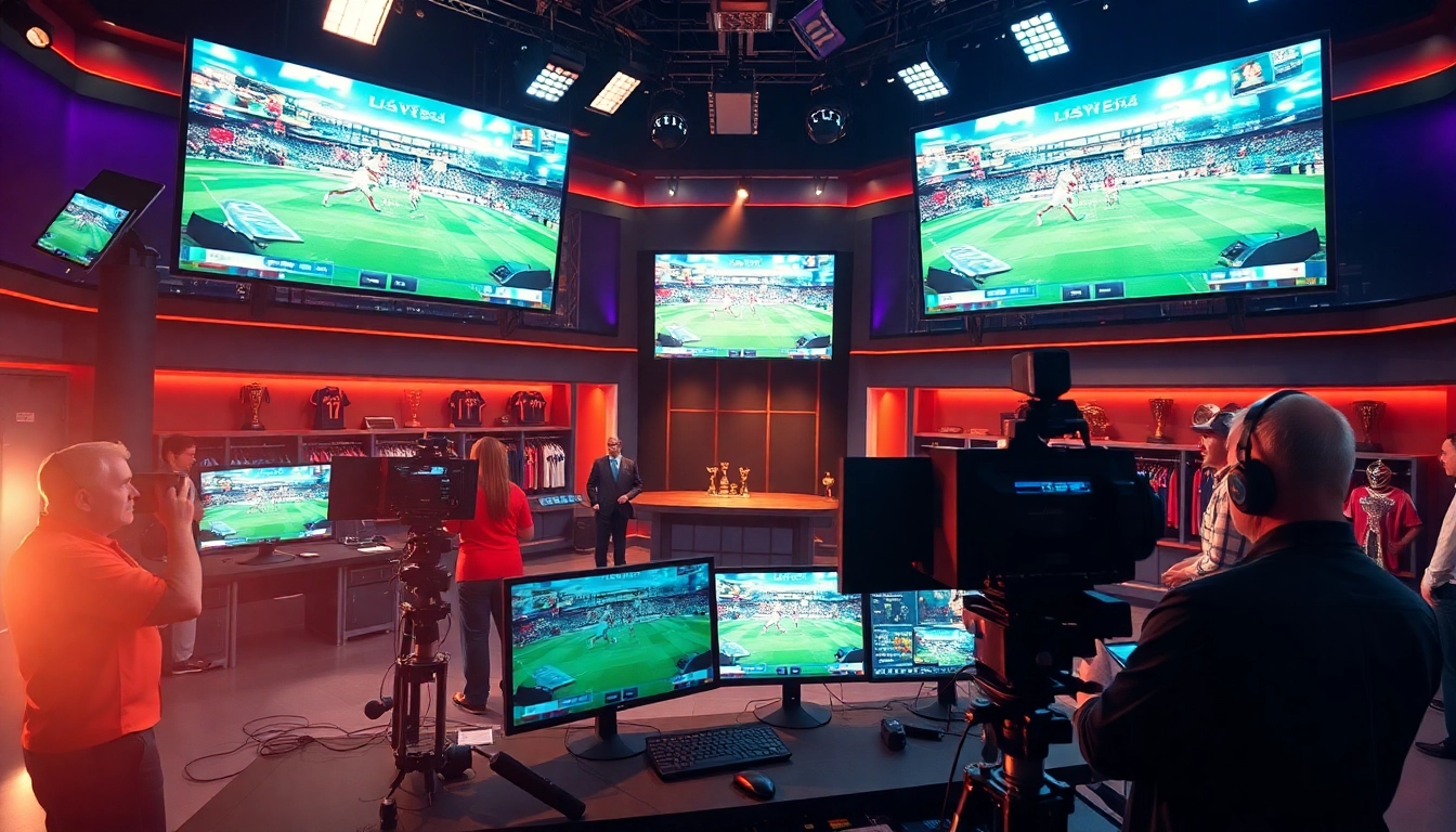 Enhance your sports broadcasting knowledge with this professional broadcasting studio setup.