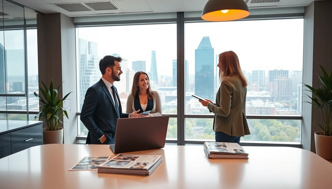 Immobilienmakler Frankfurt Ginnheim berät Kunden in modernem Büro mit urbanem Ausblick.