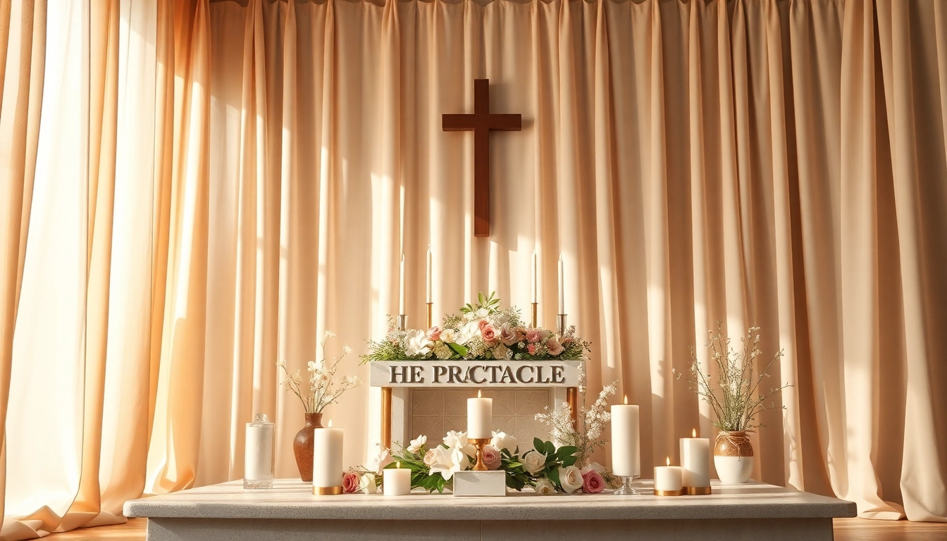 Schutzgebet altar with candles and flowers creating a serene atmosphere.