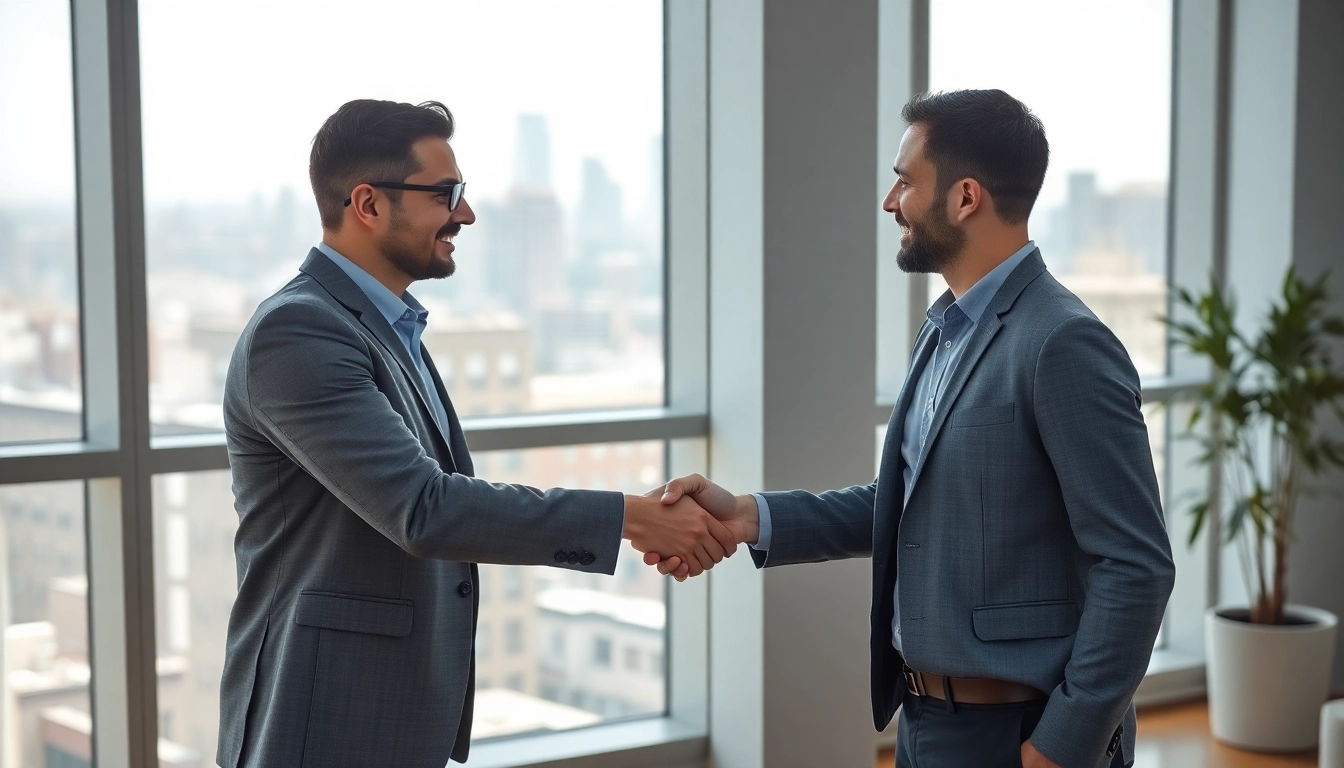 Headhunter Schweiz shakes hands with a client in a professional setting